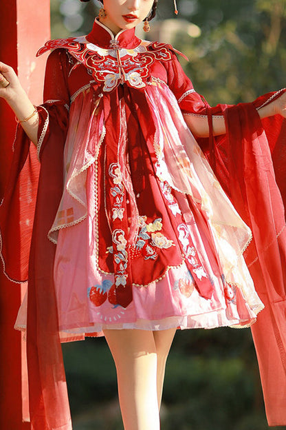 Lolita Coordinate Set - Original Strawberry Printed, Red, Embroidered, Sweet Style - main product image