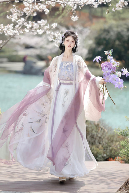 Lolita Coordinate Set - Qingdie, Purple, Chinese-Inspired Style, Ruffled, Embroidered - additional product view 2