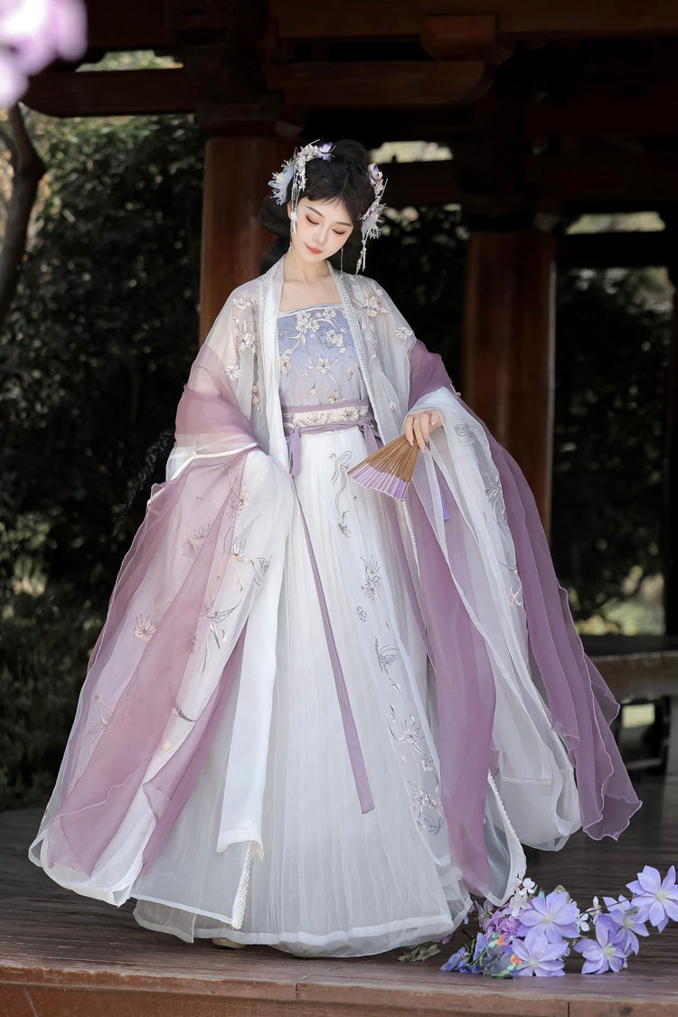 Lolita Coordinate Set - Qingdie, Purple, Chinese-Inspired Style, Ruffled, Embroidered - additional product view 5