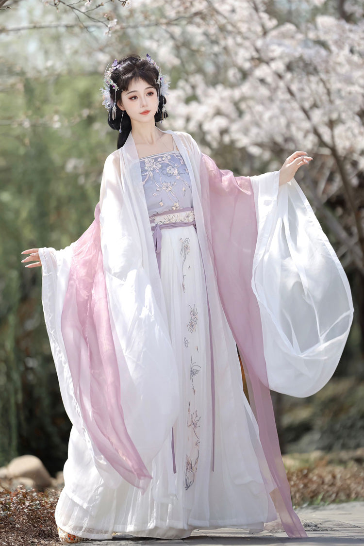 Lolita Coordinate Set - Qingdie, Purple, Chinese-Inspired Style, Ruffled, Embroidered - main product image