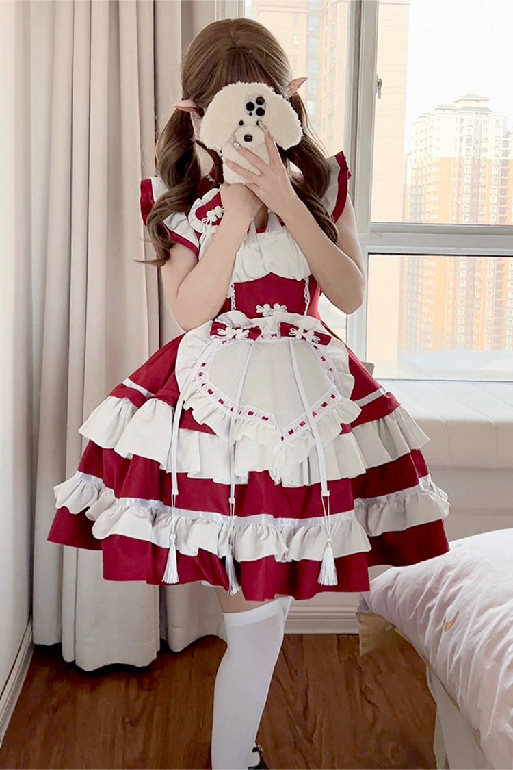 Lolita Coordinate Set - Red/white Love Double-layered, 2 Colors, Plus Size, Sweet Style - main product image