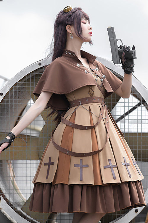Lolita Coordinate Set - Retro Military Style Dawn, Brown, Classic Style - additional product view 2