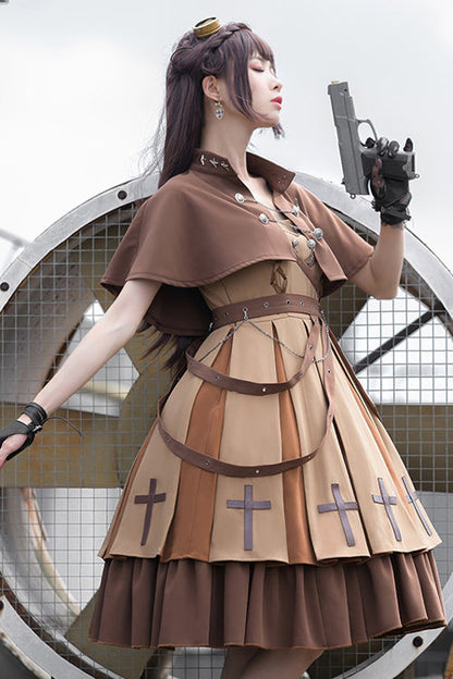 Lolita Coordinate Set - Retro Military Style Dawn, Brown, Classic Style - additional product view 2
