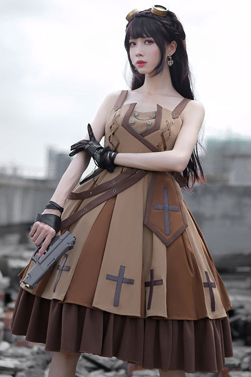 Lolita Coordinate Set - Retro Military Style Dawn, Brown, Classic Style - additional product view 3