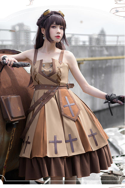 Lolita Coordinate Set - Retro Military Style Dawn, Brown, Classic Style - additional product view 4