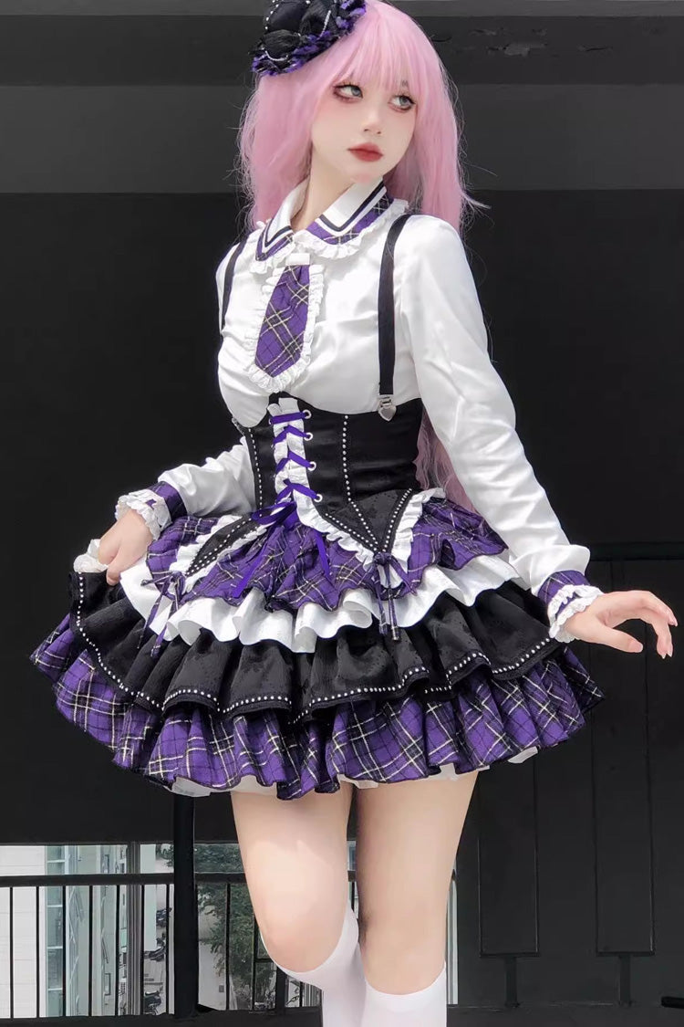 Lolita Coordinate Set - White/black/purple Multi-layer, 3 Colors, Sweet Style, Printed - additional product view 2