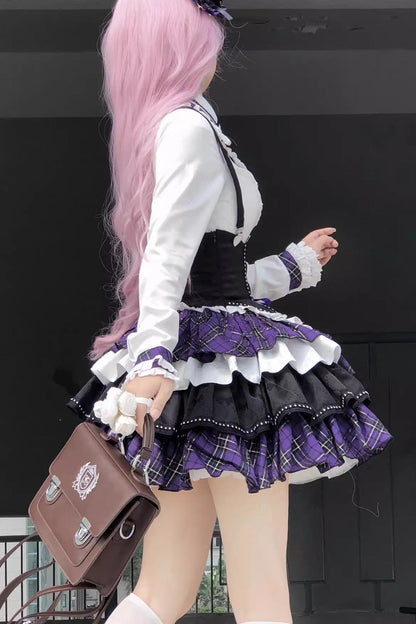 Lolita Coordinate Set - White/black/purple Multi-layer, 3 Colors, Sweet Style, Printed - additional product view 3