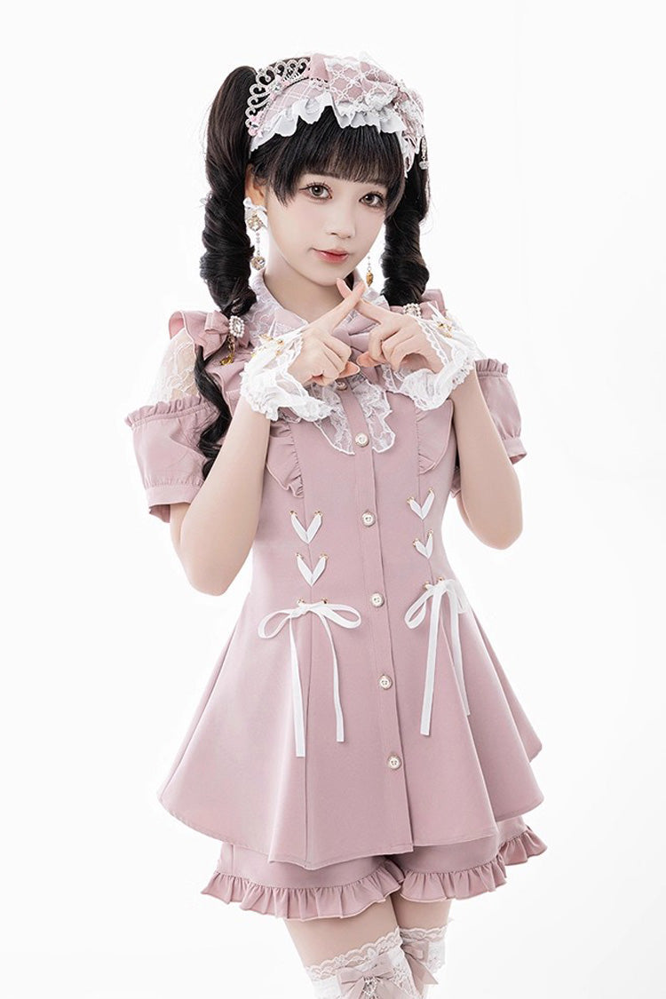 Lolita Dress - Alice Of Wednesday, 3 Colors, Lace-Up, Sweet Style, Bow Detail - S Pink / M Pink / L Pink option