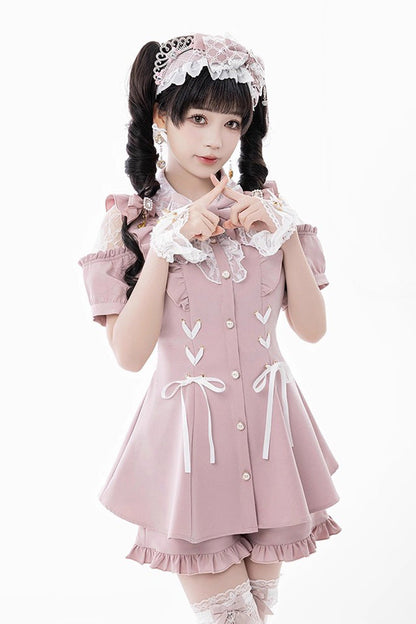 Lolita Dress - Alice Of Wednesday, 3 Colors, Lace-Up, Sweet Style, Bow Detail - S Pink / M Pink / L Pink option