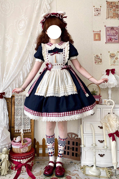 Lolita Dress - Alice's Picnic, 2 Colors, Printed, Sweet Style, Lace Trim - additional product view 2