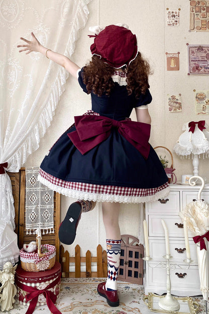 Lolita Dress - Alice's Picnic, 2 Colors, Printed, Sweet Style, Lace Trim - additional product view 4