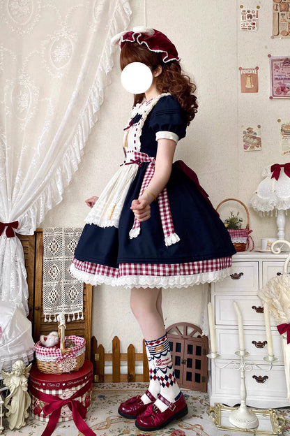 Lolita Dress - Alice's Picnic, 2 Colors, Printed, Sweet Style, Lace Trim - additional product view 6