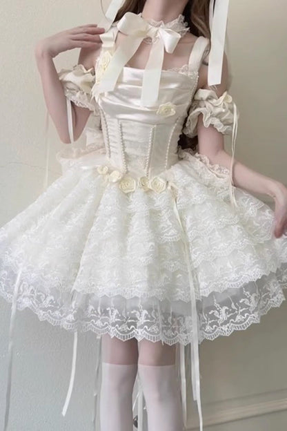 Lolita Dress - Angel Sweetheart Multi-layered, Ivory, Lace Trim, Sweet Style - main product image