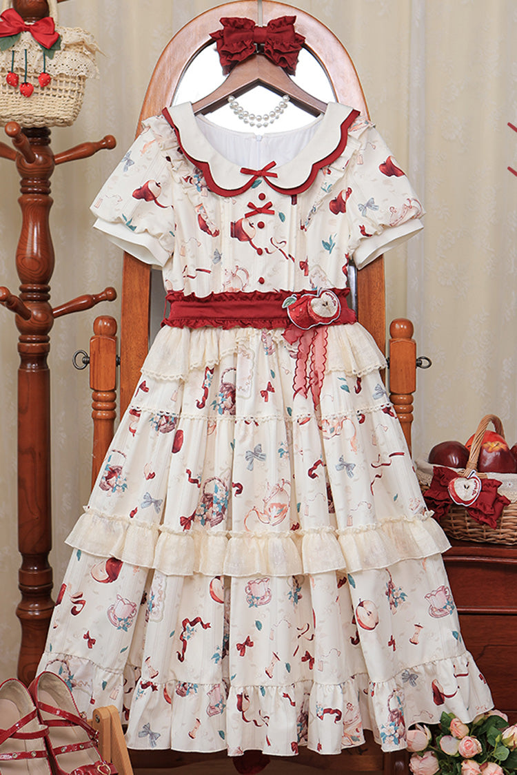 Lolita Dress - Apple Tea Print, White, Plus Size, Printed, Sweet Style - additional product view 3