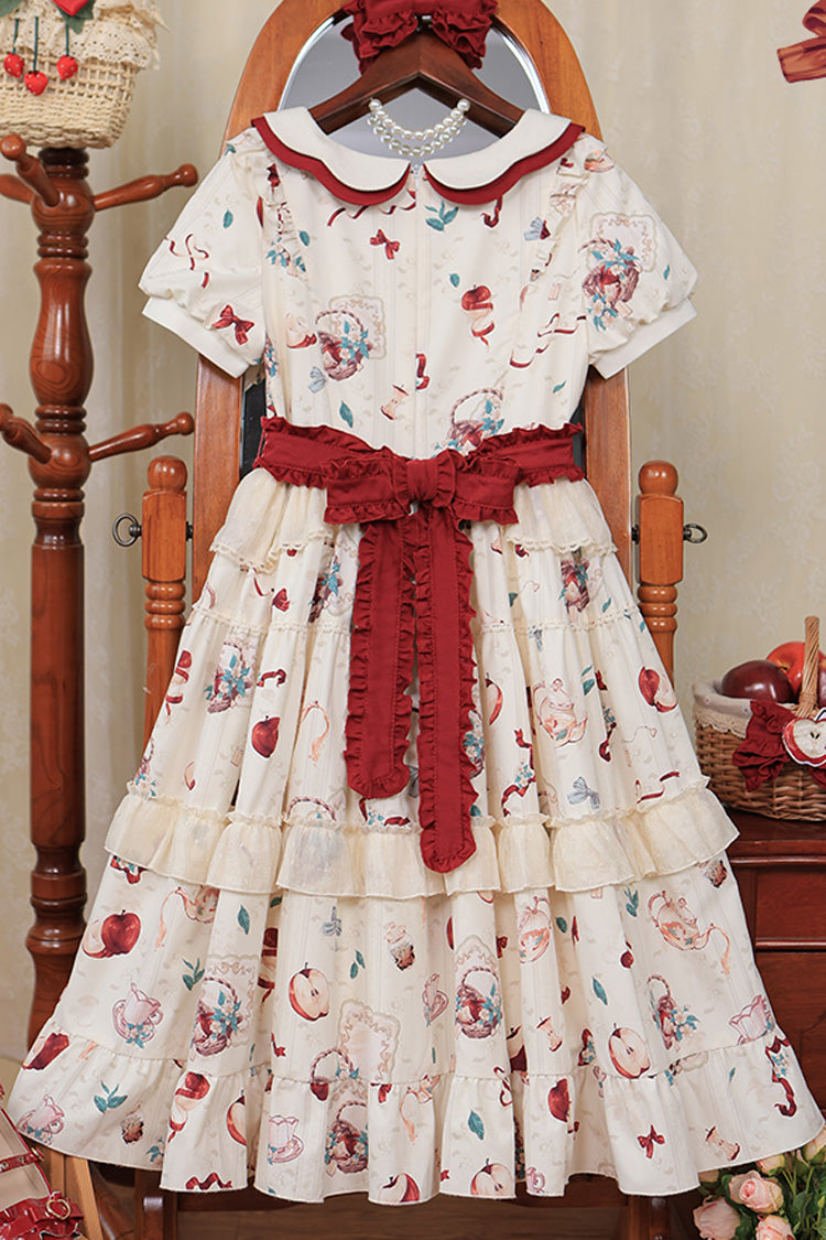 Lolita Dress - Apple Tea Print, White, Plus Size, Printed, Sweet Style - additional product view 15
