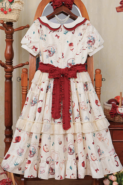 Lolita Dress - Apple Tea Print, White, Plus Size, Printed, Sweet Style - additional product view 15