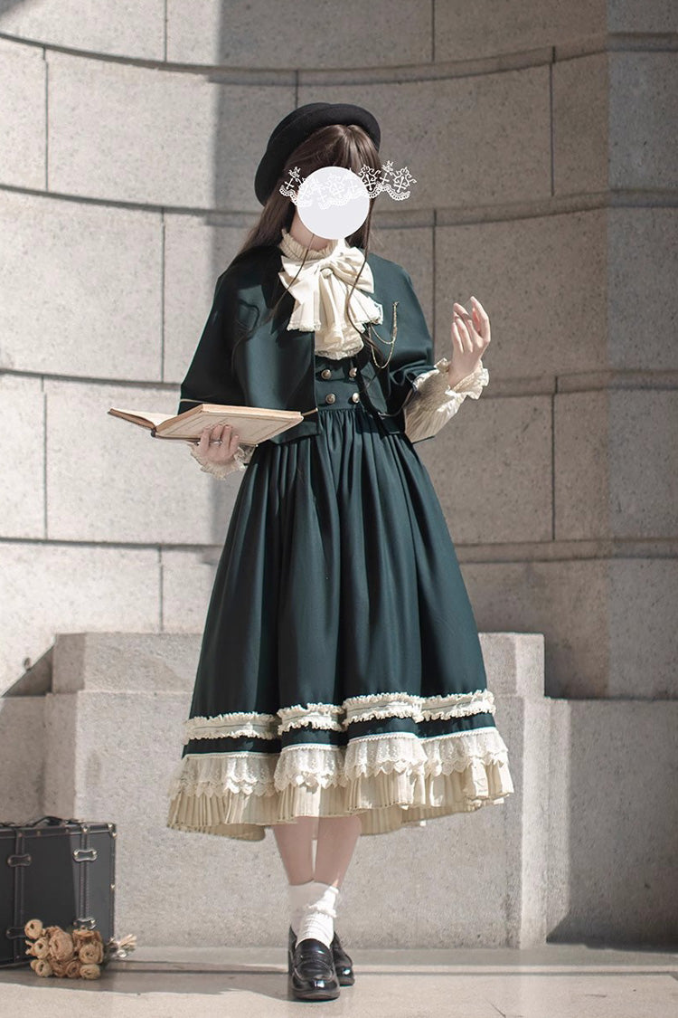Lolita Dress - Artemis Sp, Green, Ruffled, Bow Detail, Lace Trim - additional product view 4