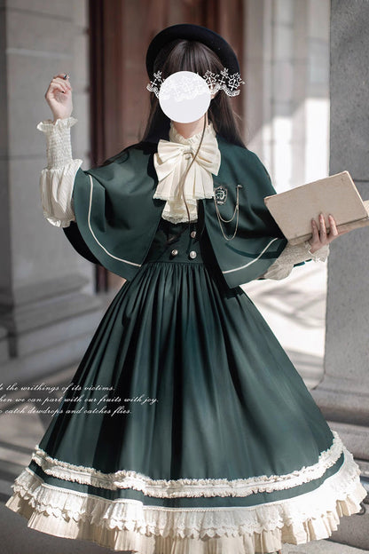 Lolita Dress - Artemis Sp, Green, Ruffled, Bow Detail, Lace Trim - additional product view 7