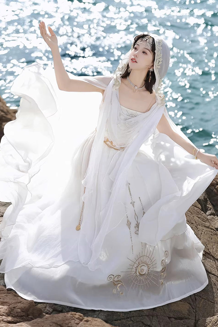 Lolita Dress - Aurelia Of The Holy Light, White, Square Collar, Printed, Embroidered - additional product view 2