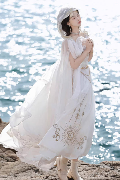Lolita Dress - Aurelia Of The Holy Light, White, Square Collar, Printed, Embroidered - additional product view 3