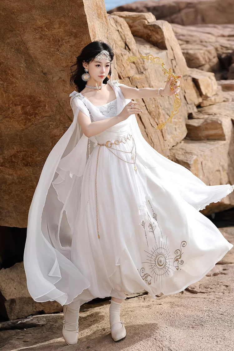 Lolita Dress - Aurelia Of The Holy Light, White, Square Collar, Printed, Embroidered - additional product view 4