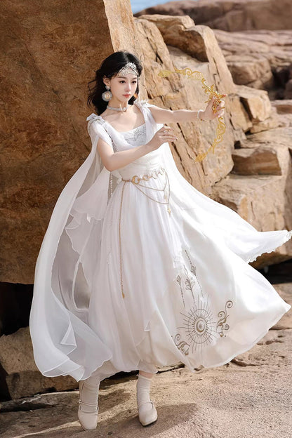 Lolita Dress - Aurelia Of The Holy Light, White, Square Collar, Printed, Embroidered - additional product view 4