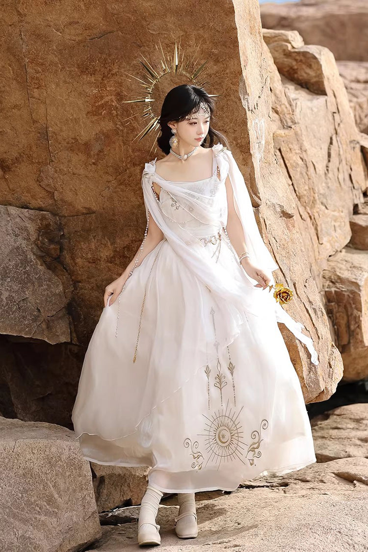 Lolita Dress - Aurelia Of The Holy Light, White, Square Collar, Printed, Embroidered - additional product view 7
