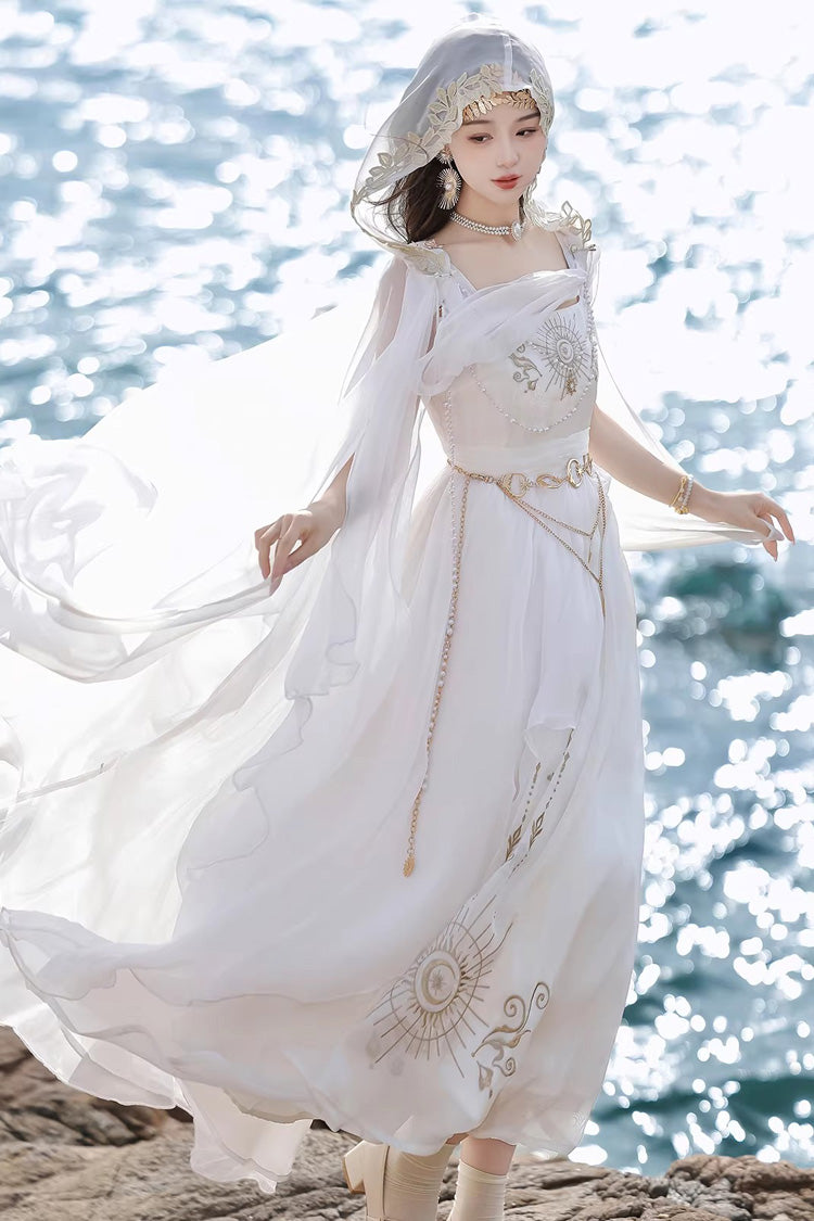 Lolita Dress - Aurelia Of The Holy Light, White, Square Collar, Printed, Embroidered - main product image