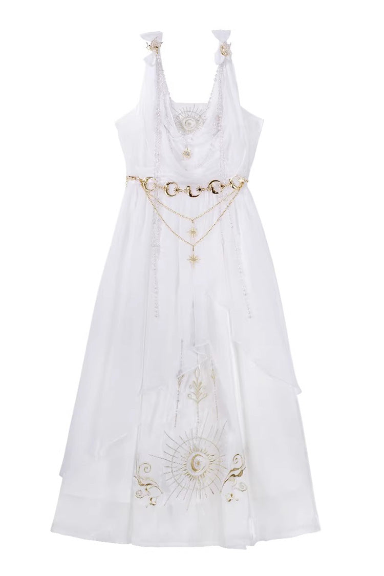 Lolita Dress - Aurelia Of The Holy Light, White, Square Collar, Printed, Embroidered - S Dress(Only) / M Dress(Only) / L Dress(Only) option