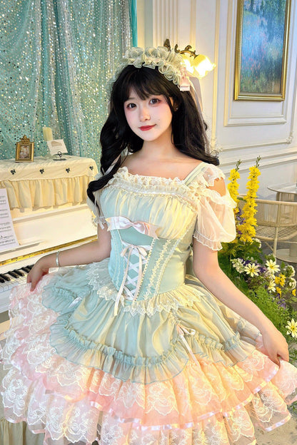 Lolita Dress - Bale Bebe, Green, Lace-Up, Sweet Style, Ballet-Inspired Style - additional product view 2