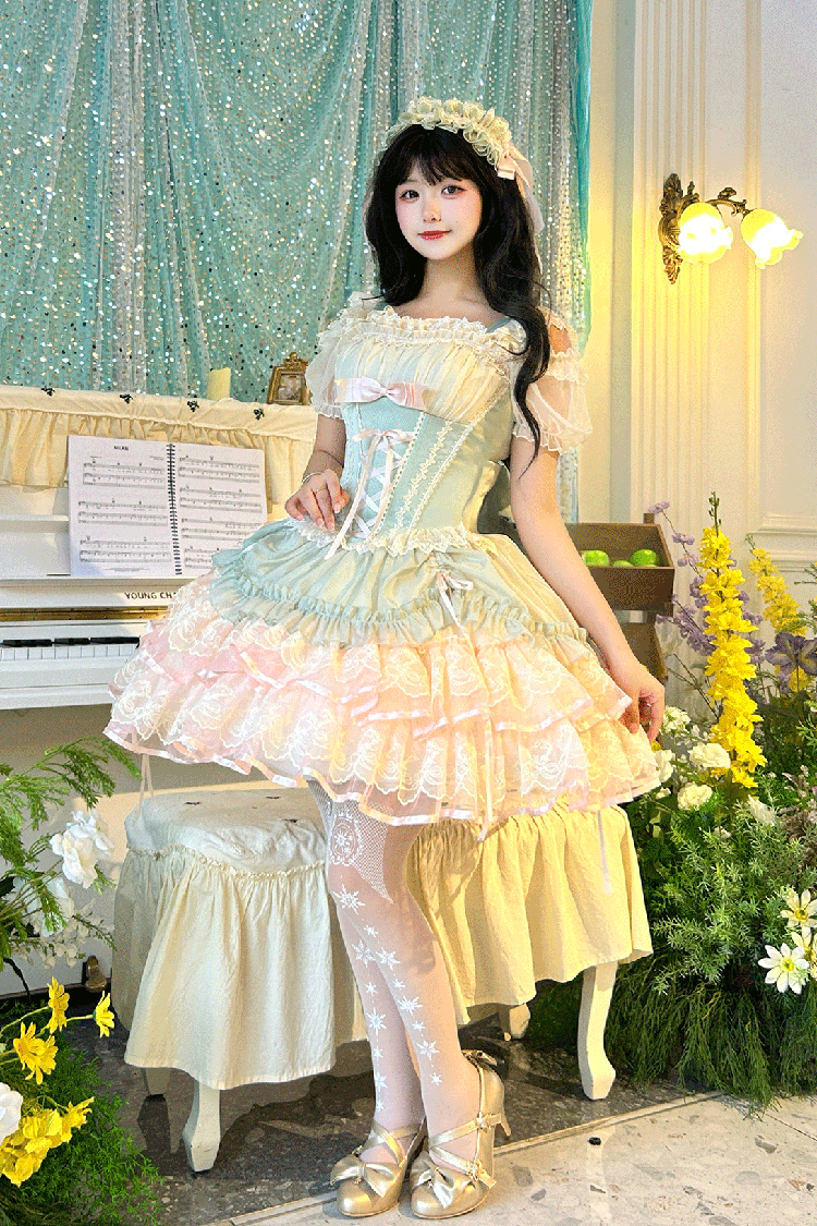 Lolita Dress - Bale Bebe, Green, Lace-Up, Sweet Style, Ballet-Inspired Style - additional product view 4