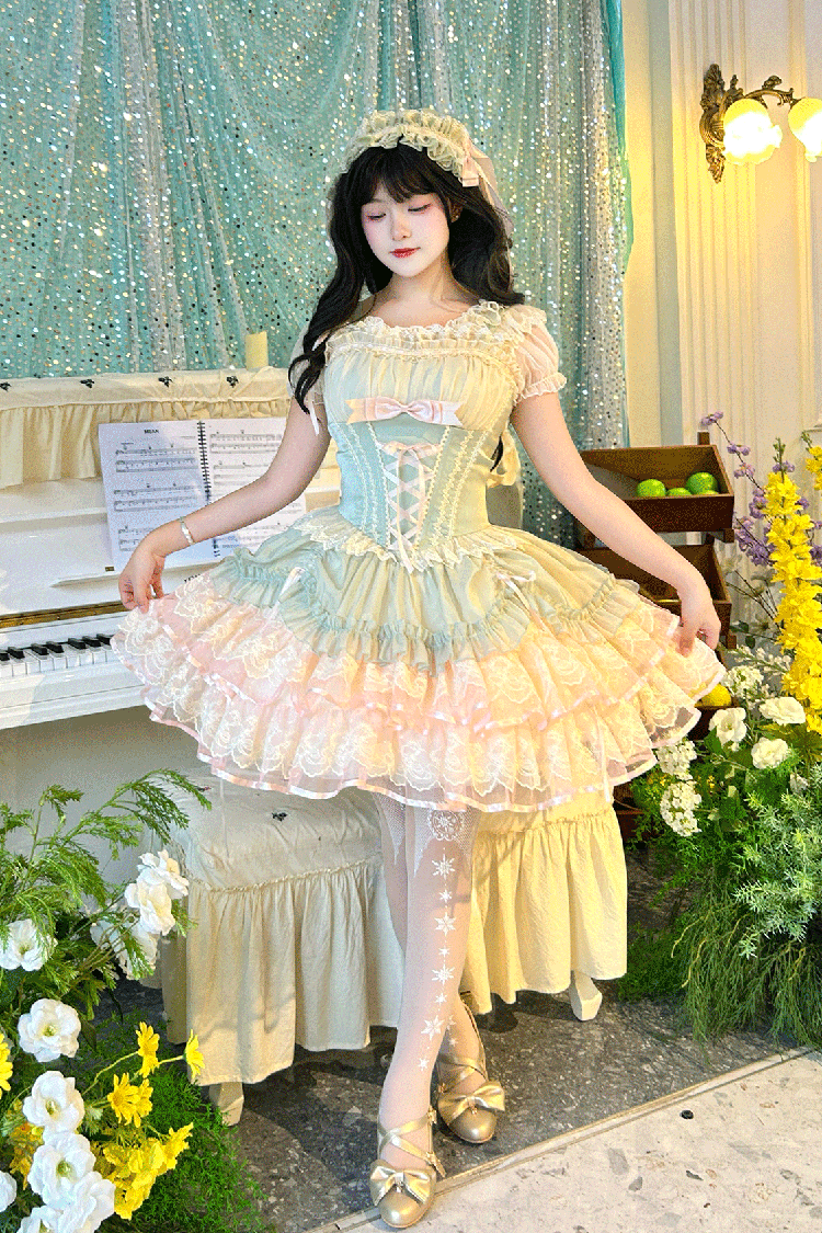 Lolita Dress - Bale Bebe, Green, Lace-Up, Sweet Style, Ballet-Inspired Style - additional product view 5