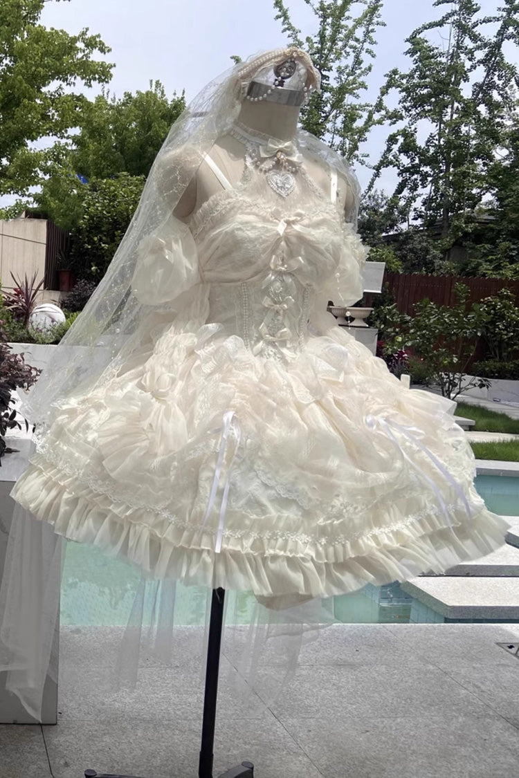 Lolita Dress - Ballet Dream Halterneck, Ivory, Lace Trim, Ruffled, Sweet Style - additional product view 2