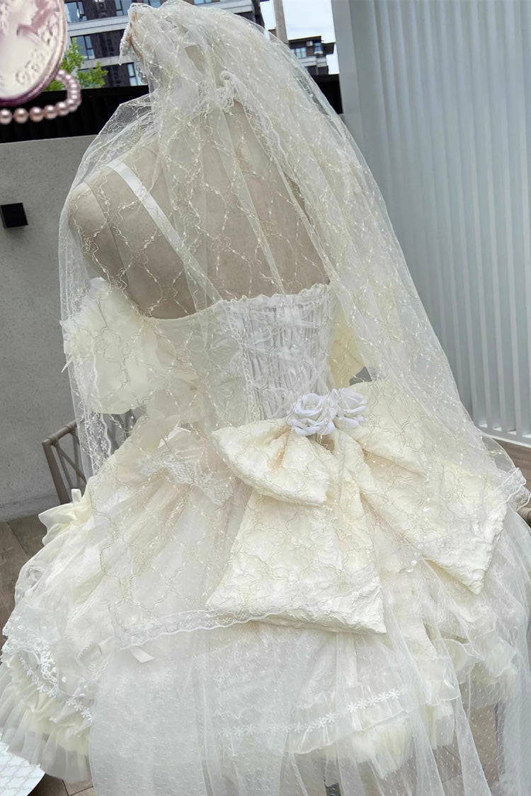 Lolita Dress - Ballet Dream Halterneck, Ivory, Lace Trim, Ruffled, Sweet Style - additional product view 4