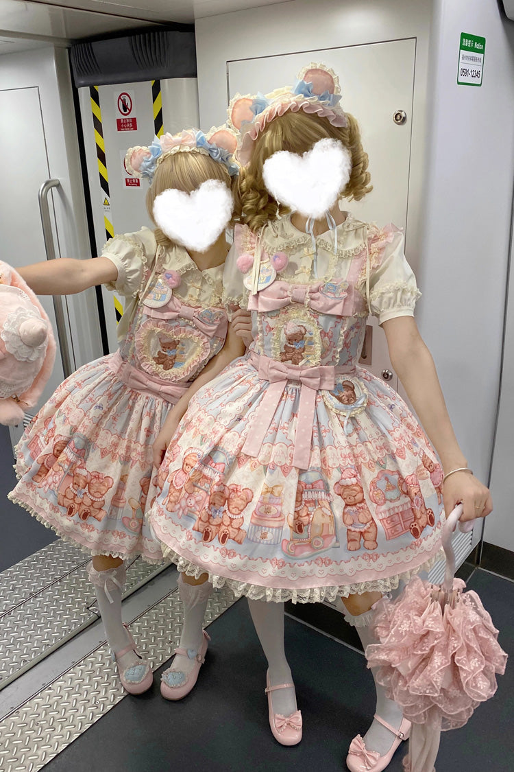 Lolita Dress - Bear Anniversary Celebration, 2 Colors, Bow Detail, Ruffled, Printed - additional product view 8