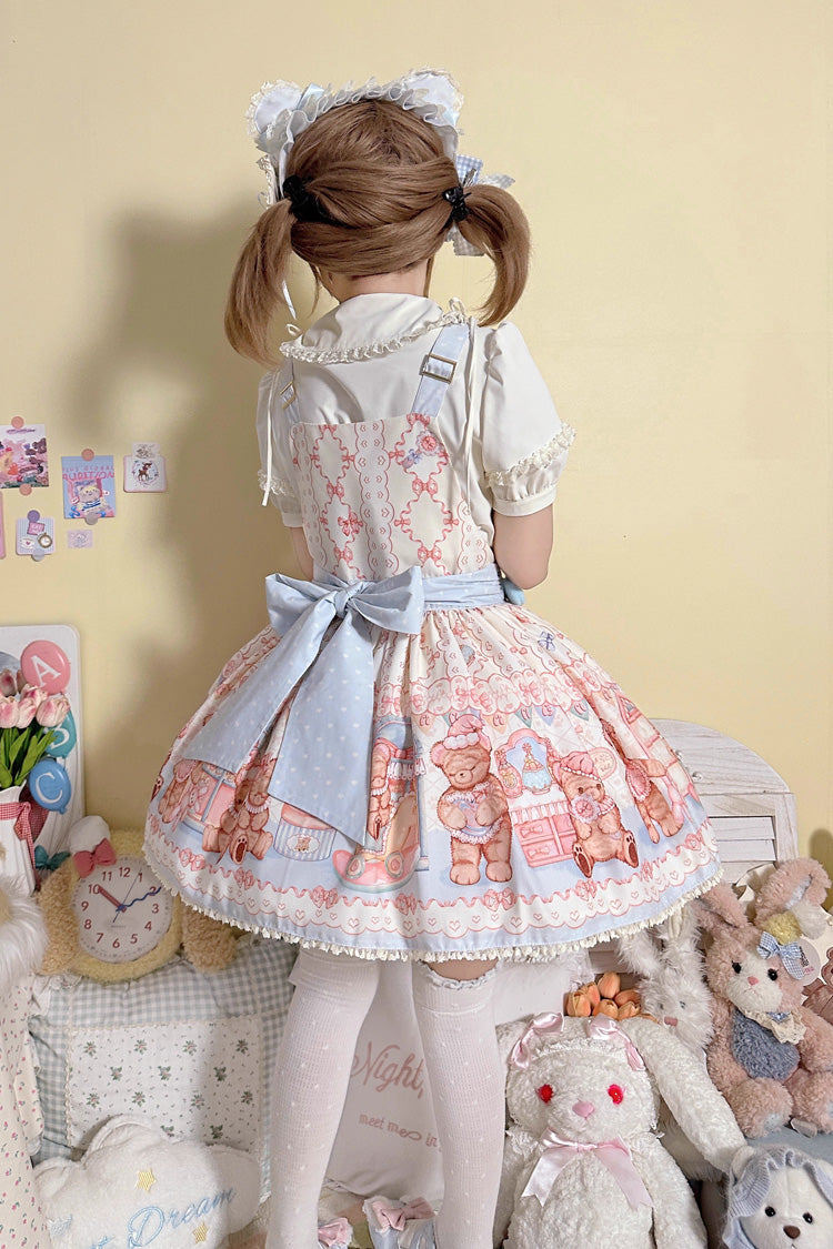 Lolita Dress - Bear Anniversary Celebration, 2 Colors, Bow Detail, Ruffled, Printed - additional product view 11