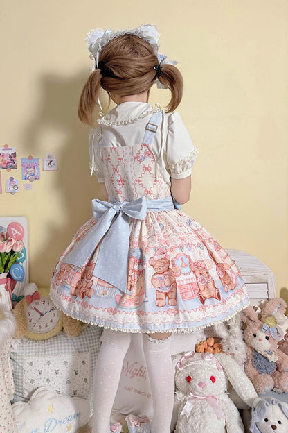 Lolita Dress - Bear Anniversary Celebration, 2 Colors, Bow Detail, Ruffled, Printed - additional product view 11
