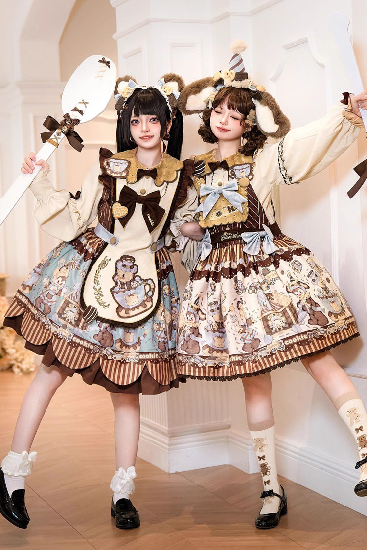 Lolita Dress - Bear Cookies, 2 Colors, Bow Detail, Ruffled, Printed - additional product view 4