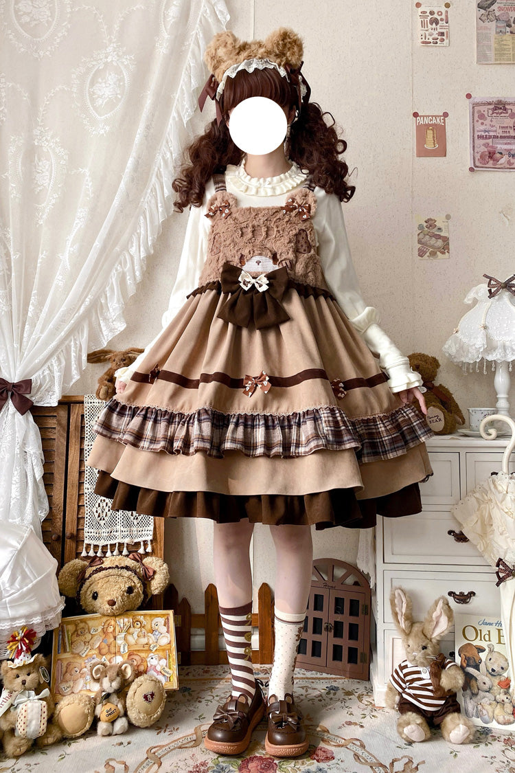 Lolita Dress - Bear Triple-layered, Brown, Ruffled, Sweet Style, Bow Detail - additional product view 2