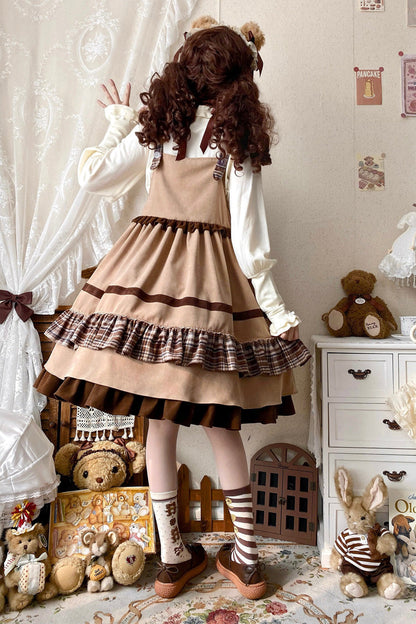 Lolita Dress - Bear Triple-layered, Brown, Ruffled, Sweet Style, Bow Detail - additional product view 3