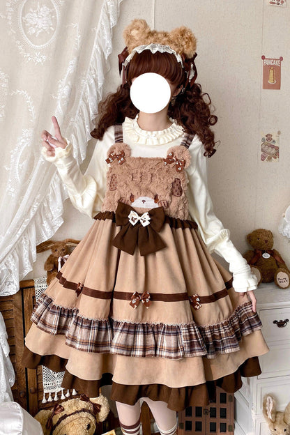 Lolita Dress - Bear Triple-layered, Brown, Ruffled, Sweet Style, Bow Detail - additional product view 4