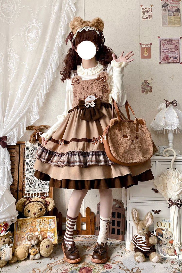 Lolita Dress - Bear Triple-layered, Brown, Ruffled, Sweet Style, Bow Detail - additional product view 5
