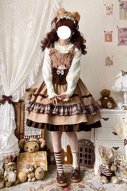Lolita Dress - Bear Triple-layered, Brown, Ruffled, Sweet Style, Bow Detail - additional product view 6