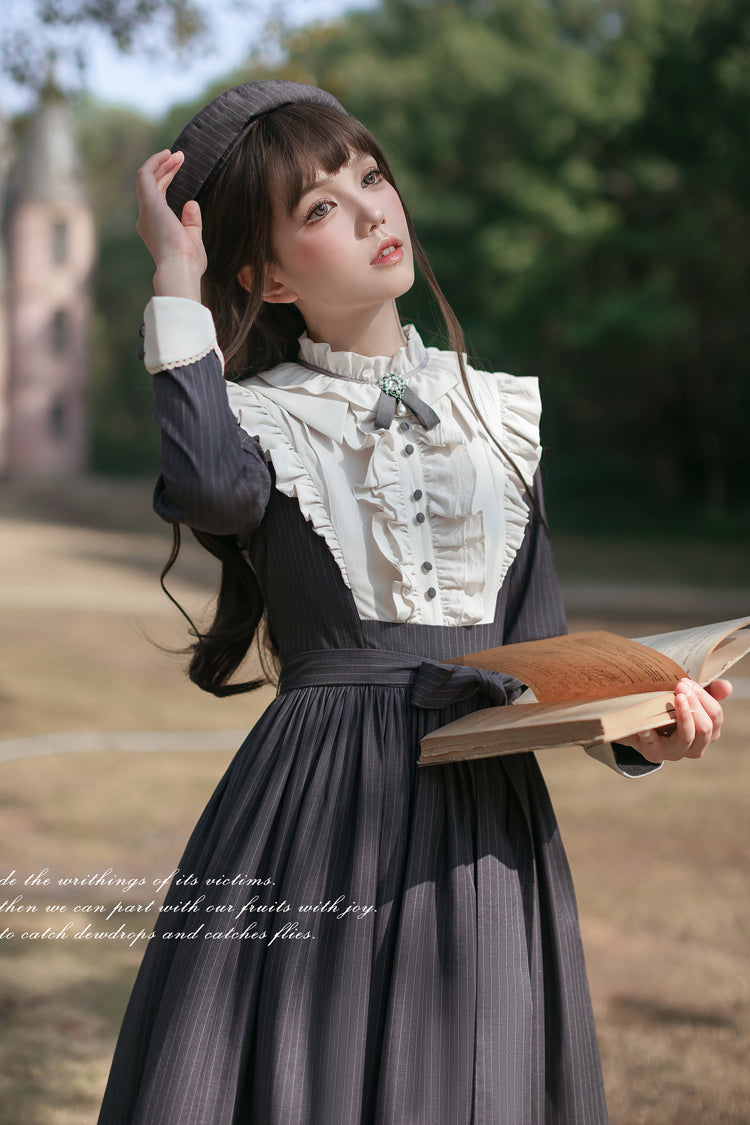 Lolita Dress - Berlin Evening News, Blue, Striped, Sweet Style, Bow Detail - additional product view 8