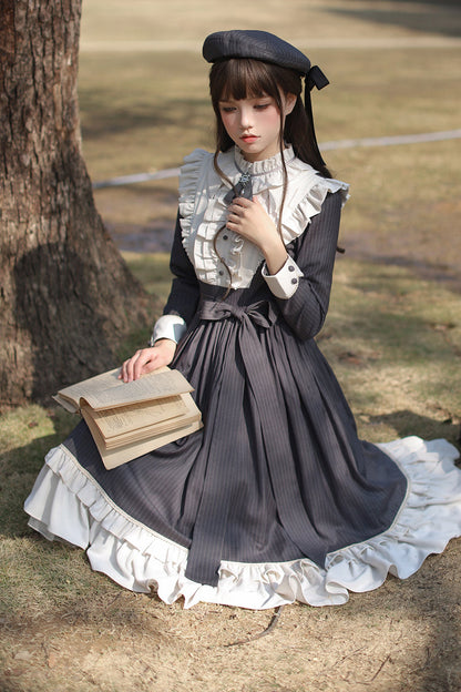 Lolita Dress - Berlin Evening News, Blue, Striped, Sweet Style, Bow Detail - additional product view 9