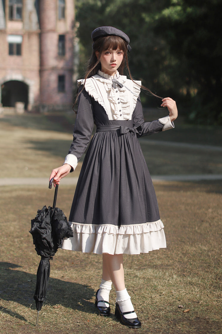 Lolita Dress - Berlin Evening News, Blue, Striped, Sweet Style, Bow Detail - additional product view 10