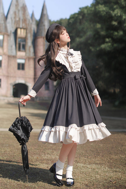 Lolita Dress - Berlin Evening News, Blue, Striped, Sweet Style, Bow Detail - additional product view 11