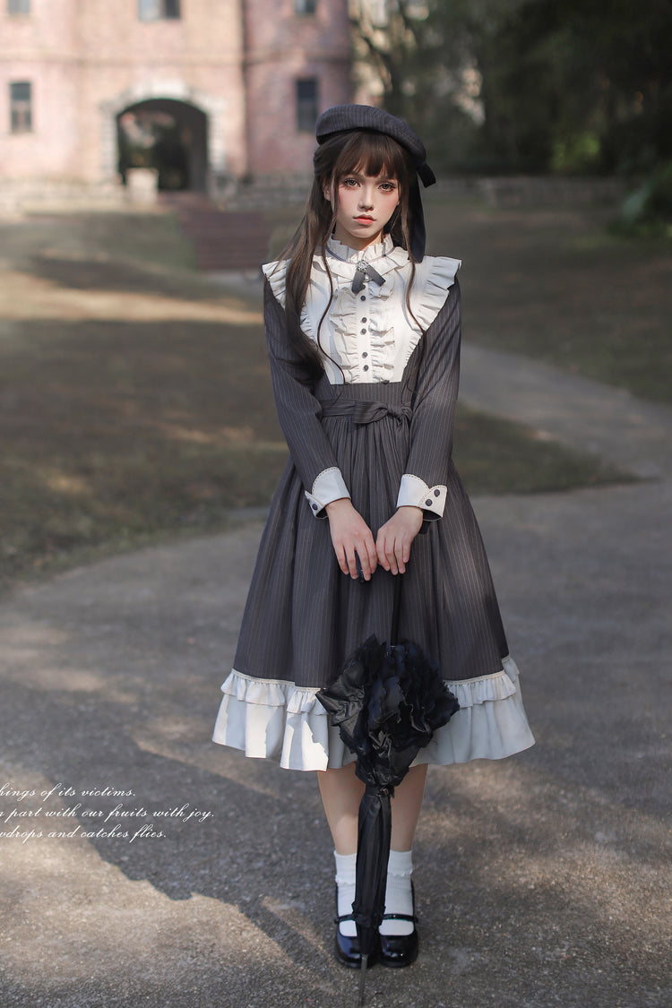 Lolita Dress - Berlin Evening News, Blue, Striped, Sweet Style, Bow Detail - additional product view 12