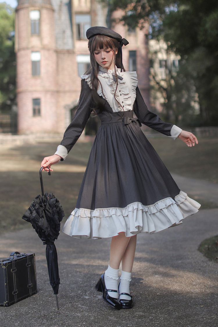 Lolita Dress - Berlin Evening News, Blue, Striped, Sweet Style, Bow Detail - additional product view 13