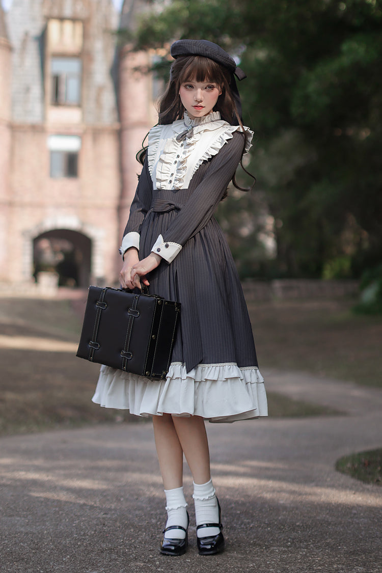 Lolita Dress - Berlin Evening News, Blue, Striped, Sweet Style, Bow Detail - additional product view 14